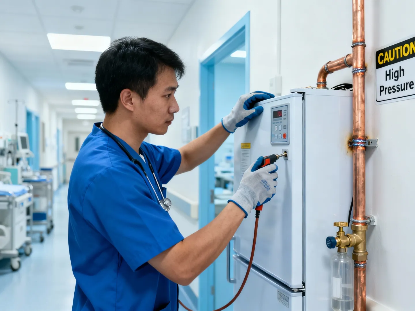 Copper piping repair for walk-in coolers by Hi-Tech Aircool Vadodara